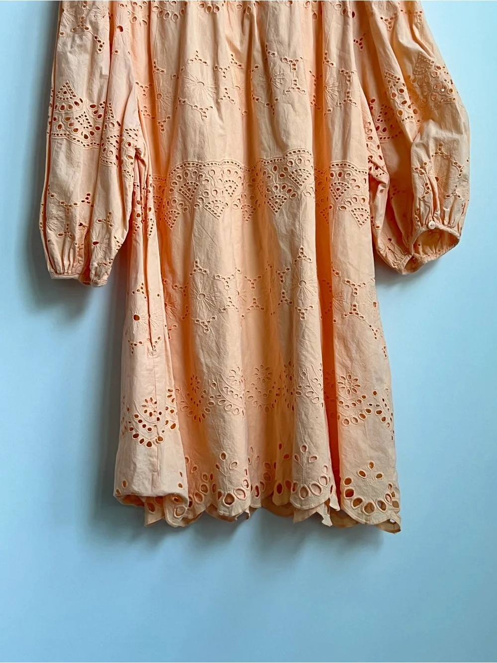 Universal Threads Eyelet Dress Orange Puff Sleeve CottageCore XL Babydoll Whimsy - Picture 13 of 13